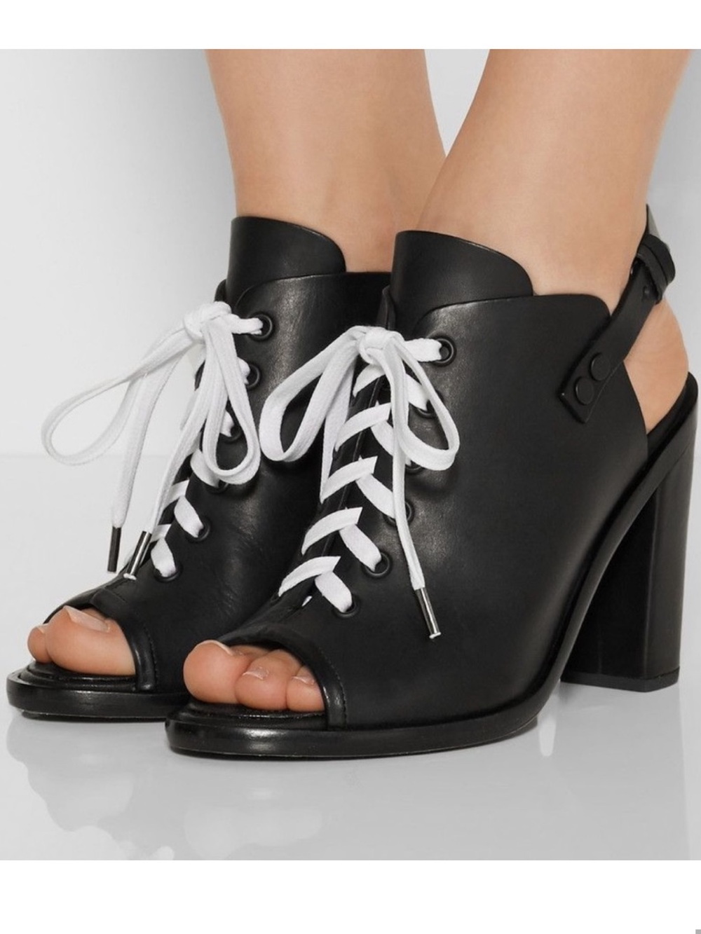 Rag & Bone Trafford Lace Up Peep Toe Slingback Block Heels